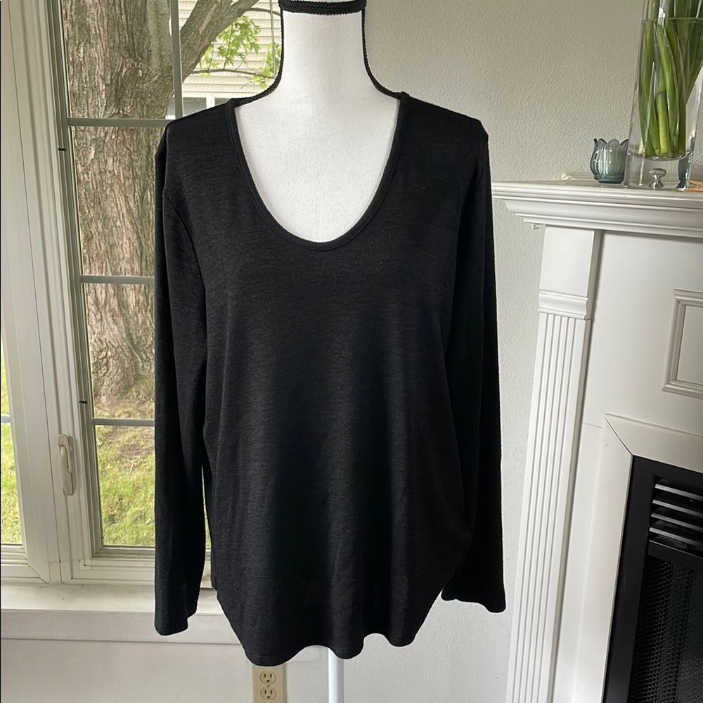 Classic Black Scoop Neck Women's Top